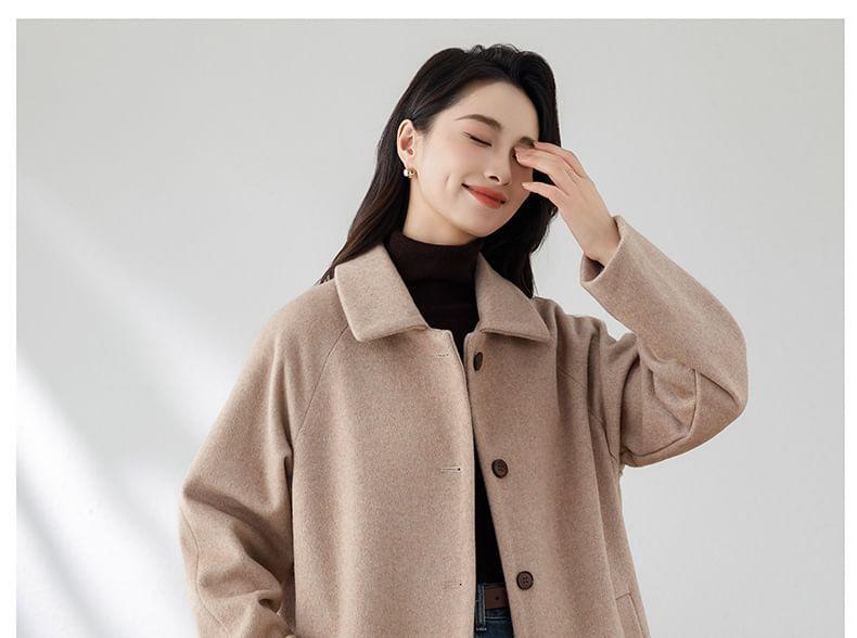 Collared Plain Button Coat Product Image