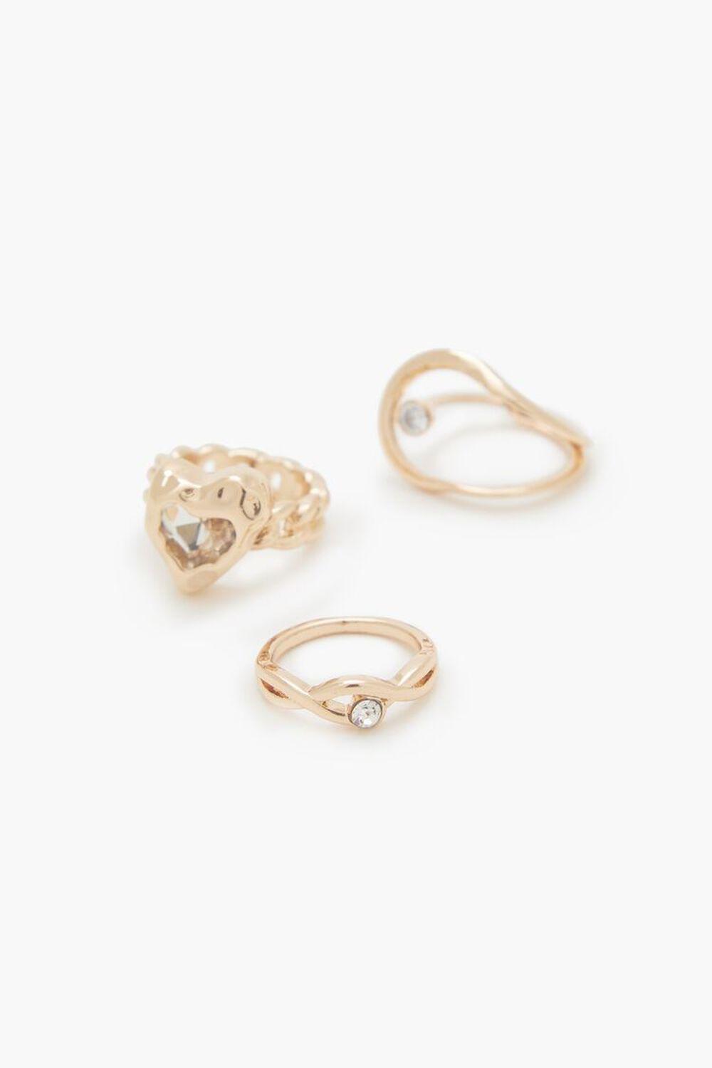 Hammered Heart Cocktail Ring Set | Forever 21 Product Image