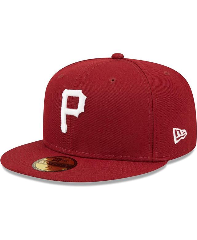 Mens New Era Cardinal Pittsburgh Pirates Logo White 59FIFTY Fitted Hat Product Image