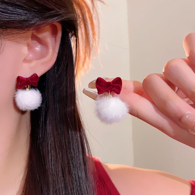 Pom Pom Bow Drop Earring Product Image