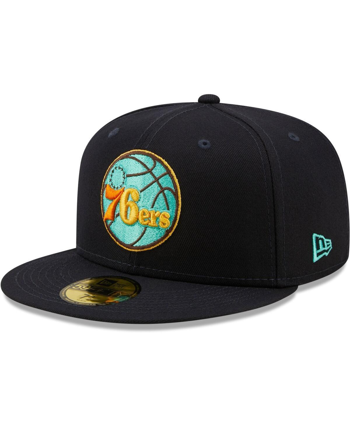 Mens New Era Navy/Mint Philadelphia 76ers 59FIFTY Fitted Hat Blue Product Image