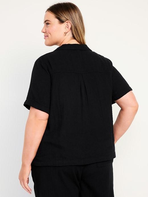 Crinkle Gauze Button-Down Top Product Image