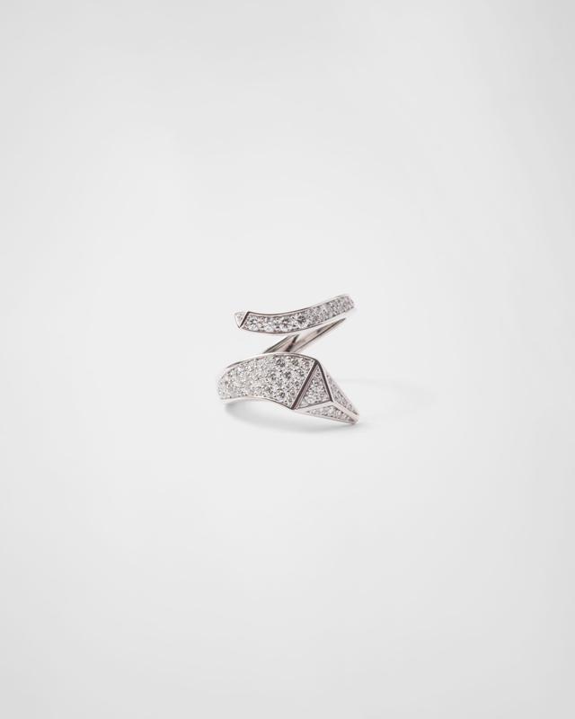 Eternal Gold snake mini ring in white gold and diamonds Product Image