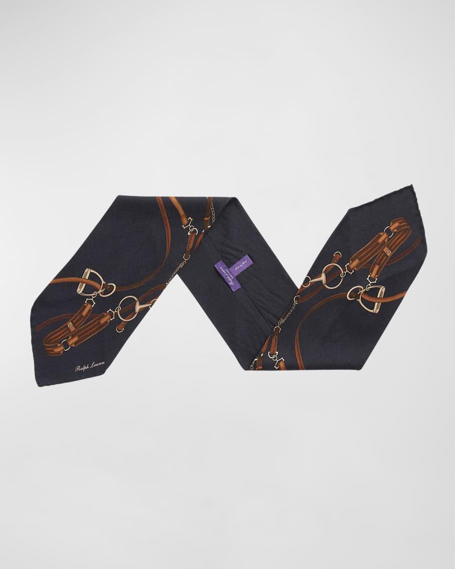 Men's Equestrian-Print Cashmere Silk Scarf Product Image