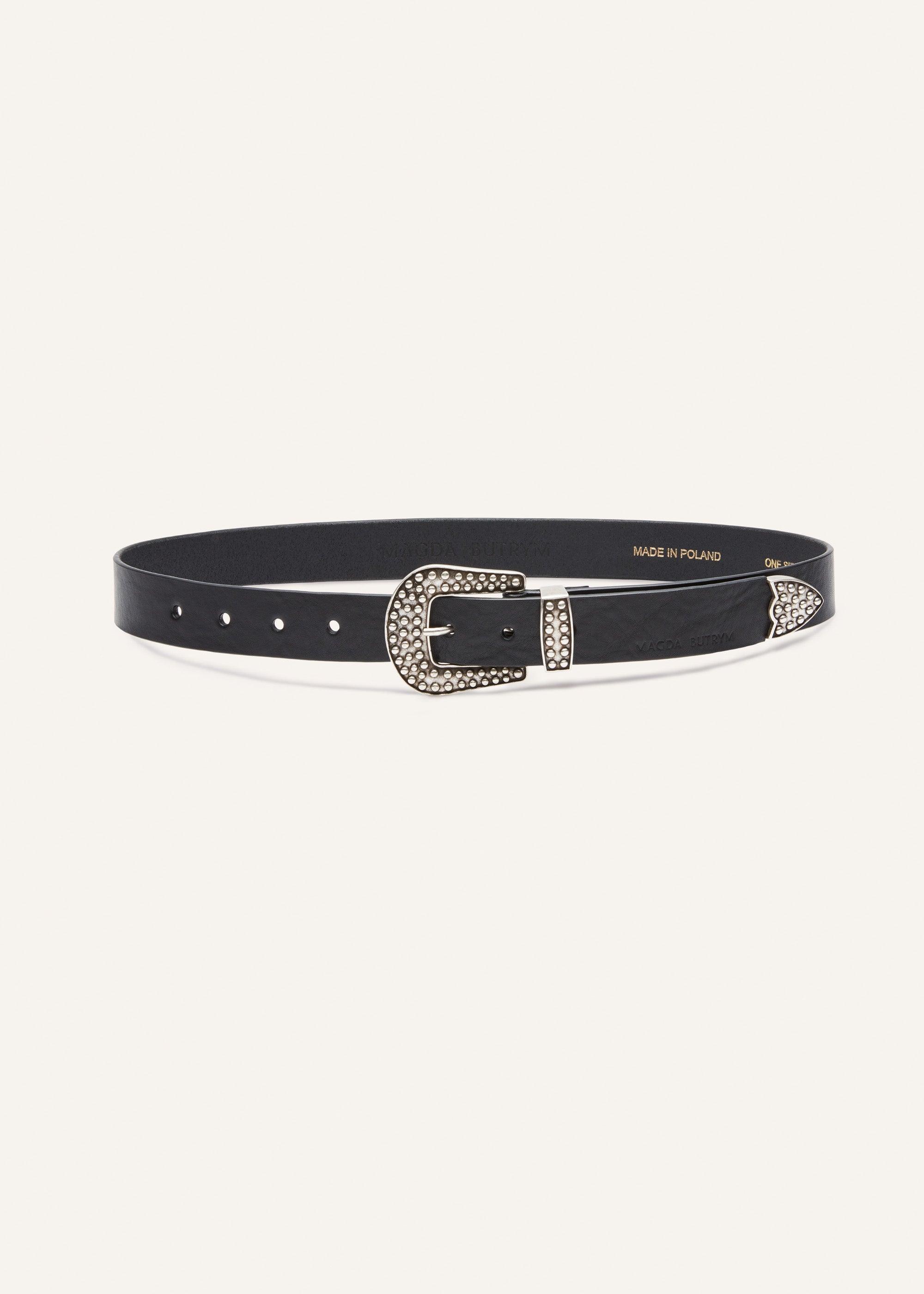 Studded buckle belt in black leather Product Image