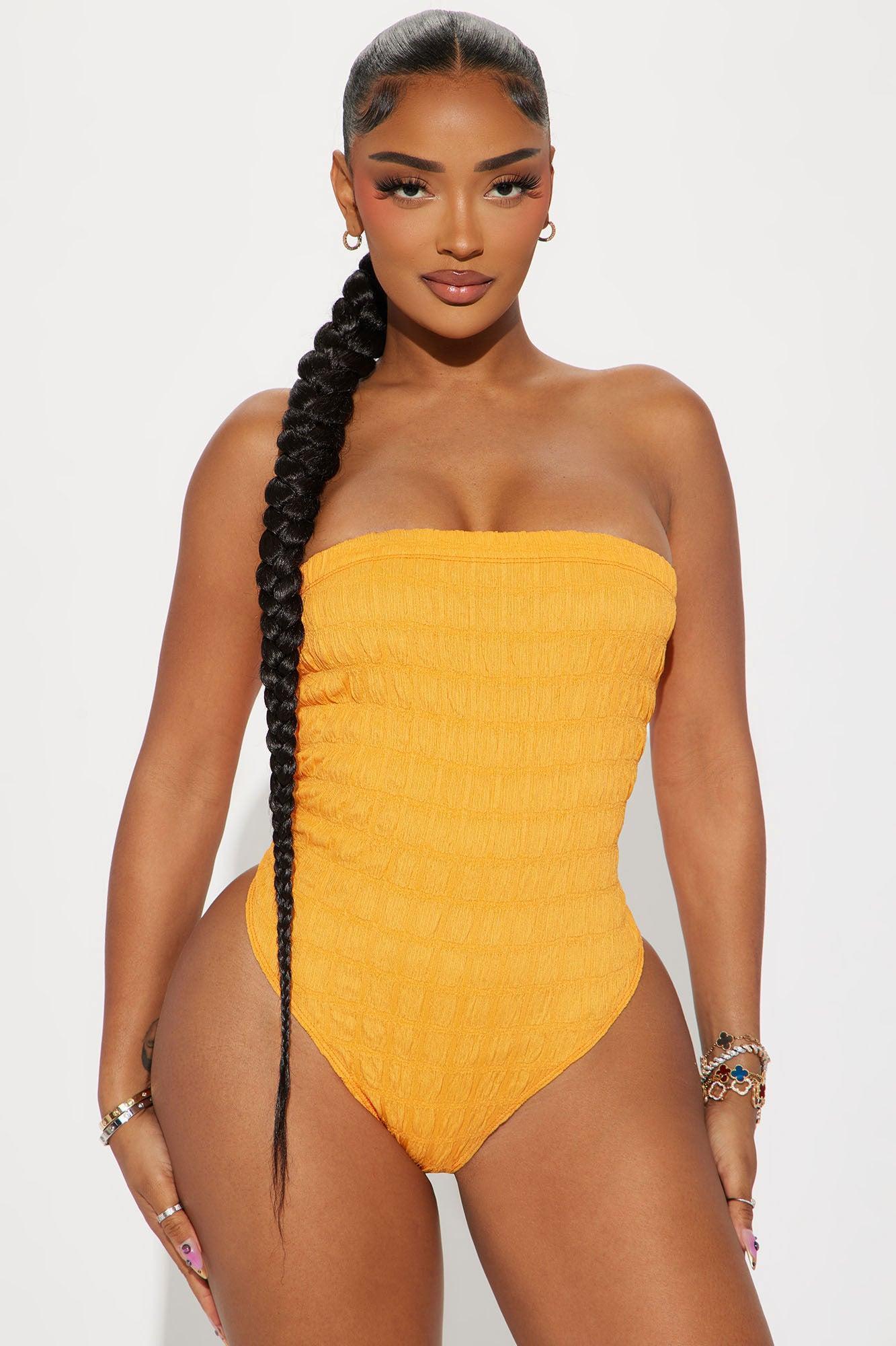 Nickaya Textured Tube Bodysuit - Orange Product Image