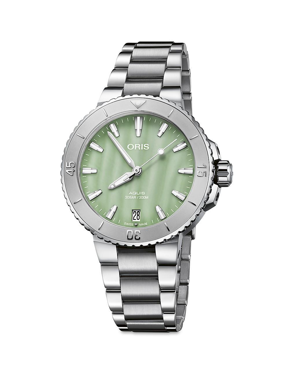 Womens Aquis Date Mother-Of-Pearl Dial Watch Product Image