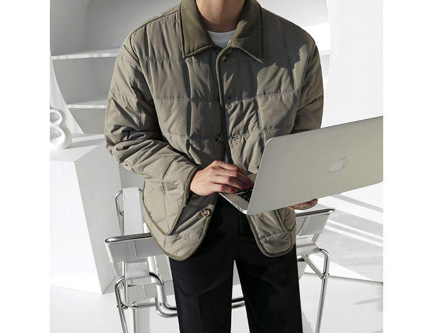 Collared Button-Up Padded Jacket Product Image