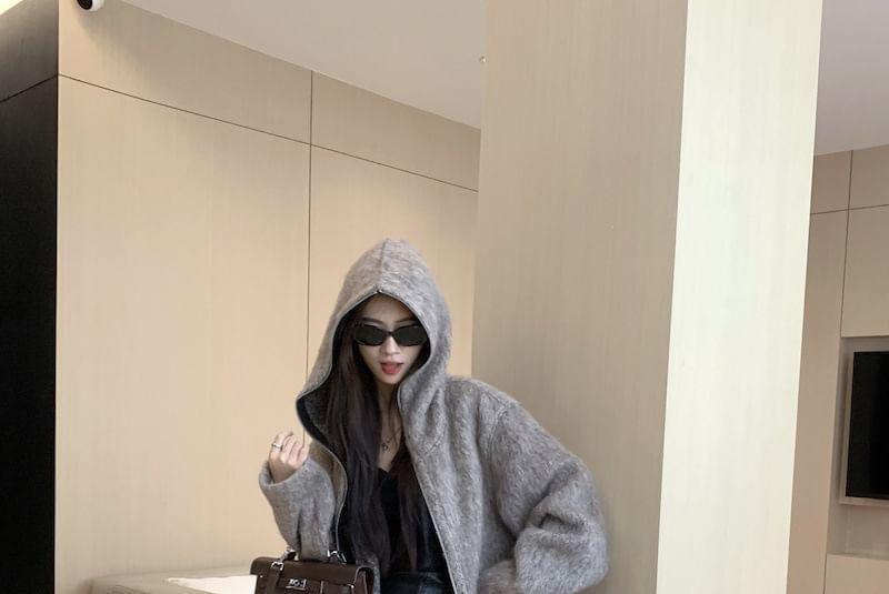 Fluffy Hooded Zip Jacket Product Image