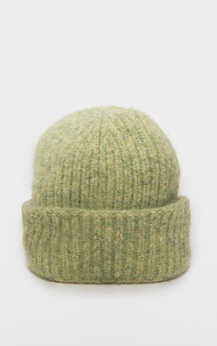 Olive Chunky Knit Beanie Product Image