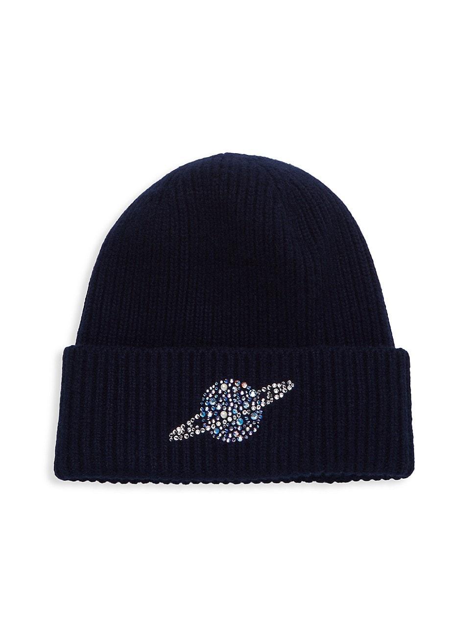 Womens Crystal Planet Rib-Knit Cashmere Cuff Beanie Product Image