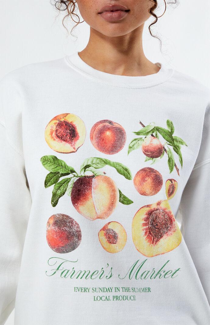 Golden Hour Womens Peach Farmers Market Crew Neck Sweatshirt Product Image