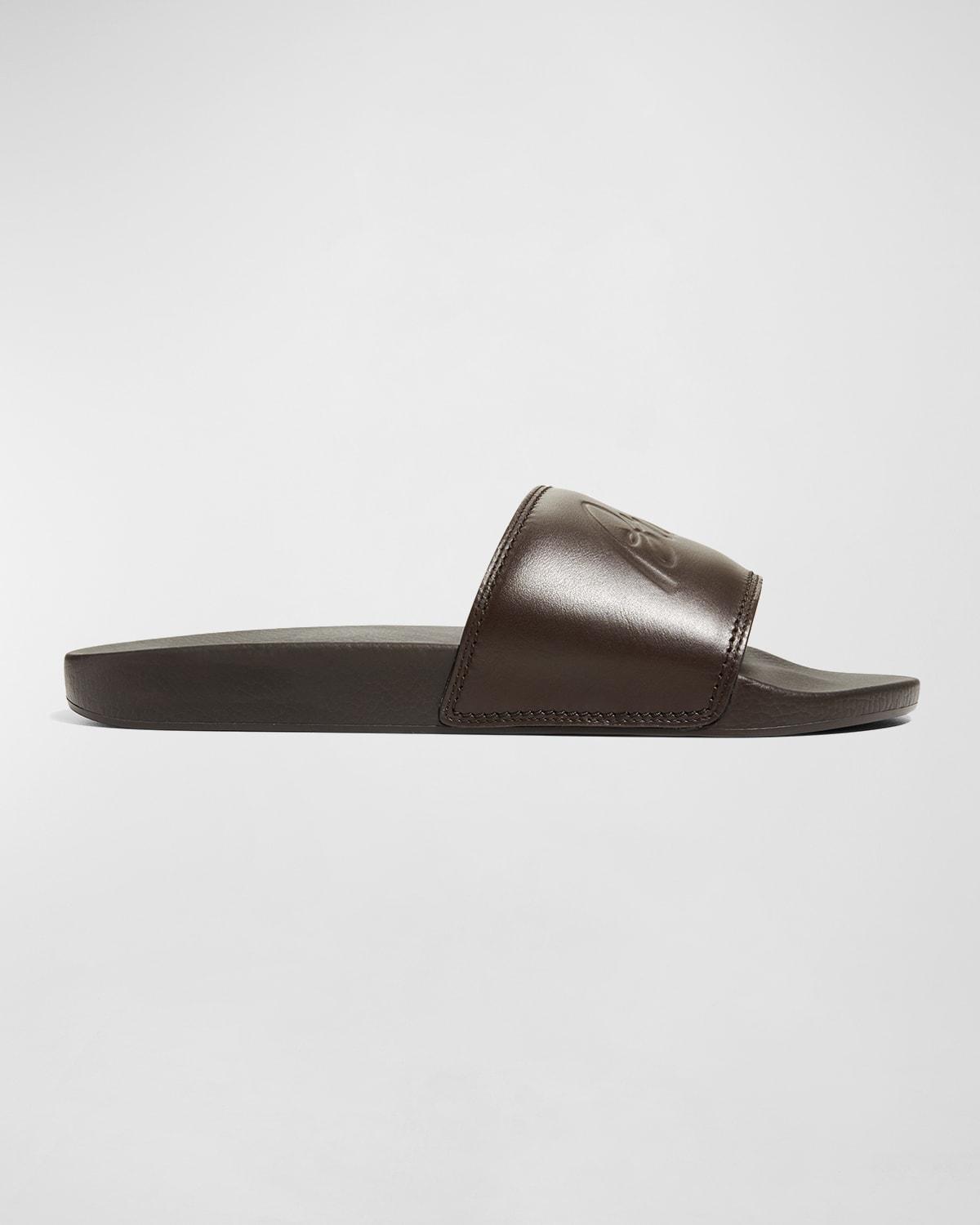 Mens Leather and Rubber Slide Sandals Product Image