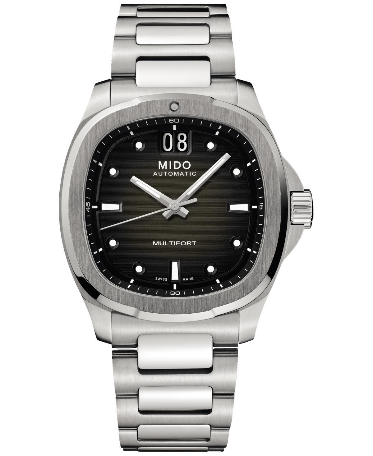 Mido Mens Swiss Automatic Multifort Stainless Steel Bracelet Watch 41mm - Grey Product Image