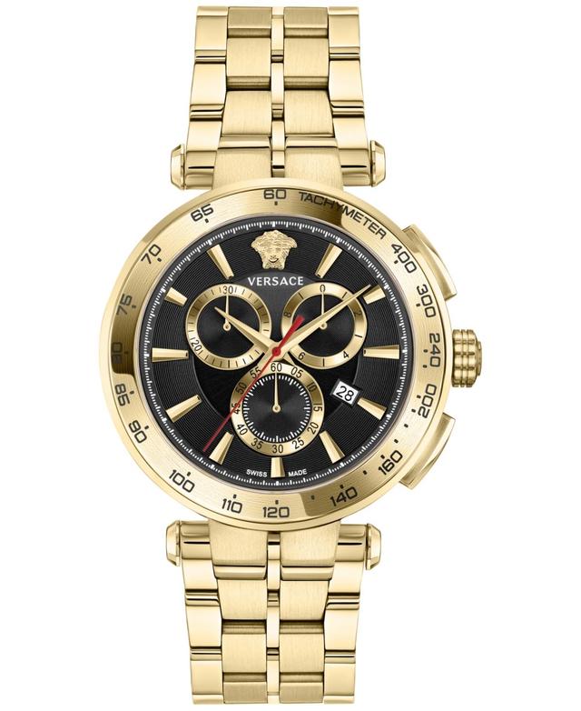 Versace Mens Swiss Chronograph Aion Gold Ion Plated Stainless Steel Bracelet Watch 45mm - Ip Yellow Gold Product Image