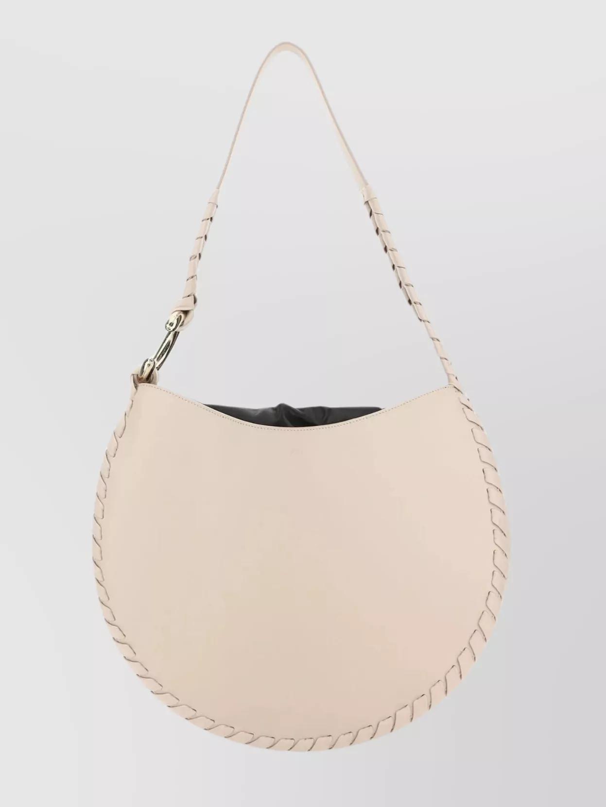 Large Curved Leather Shoulder Bag In Cream product image