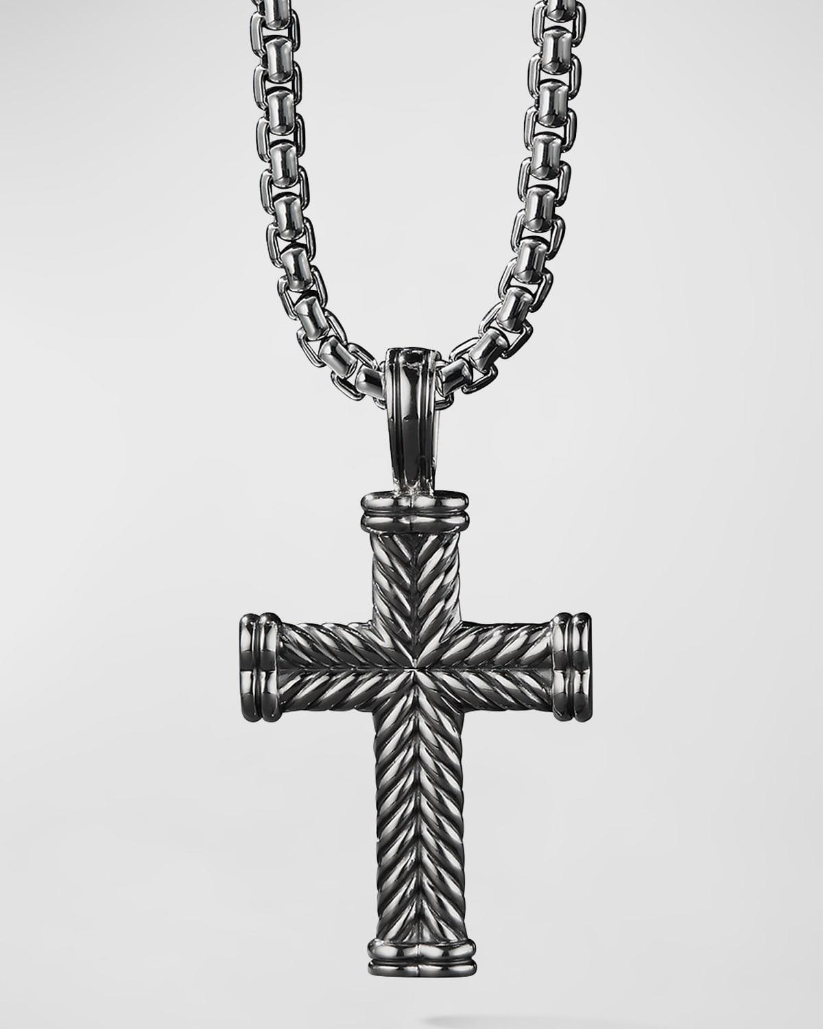 David Yurman Mens Chevron Cross Pendant in Sterling Silver, 33.5mm Product Image