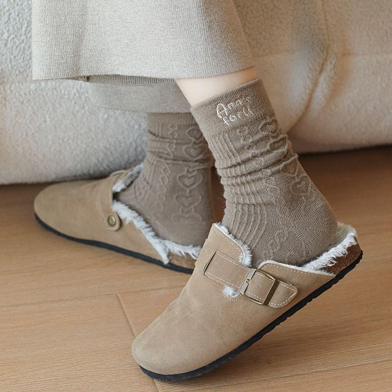 Letter Embroidered Crew Socks Product Image