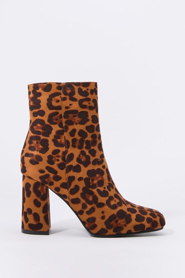 Faux Suede Square Toe Heeled Boot Female Product Image