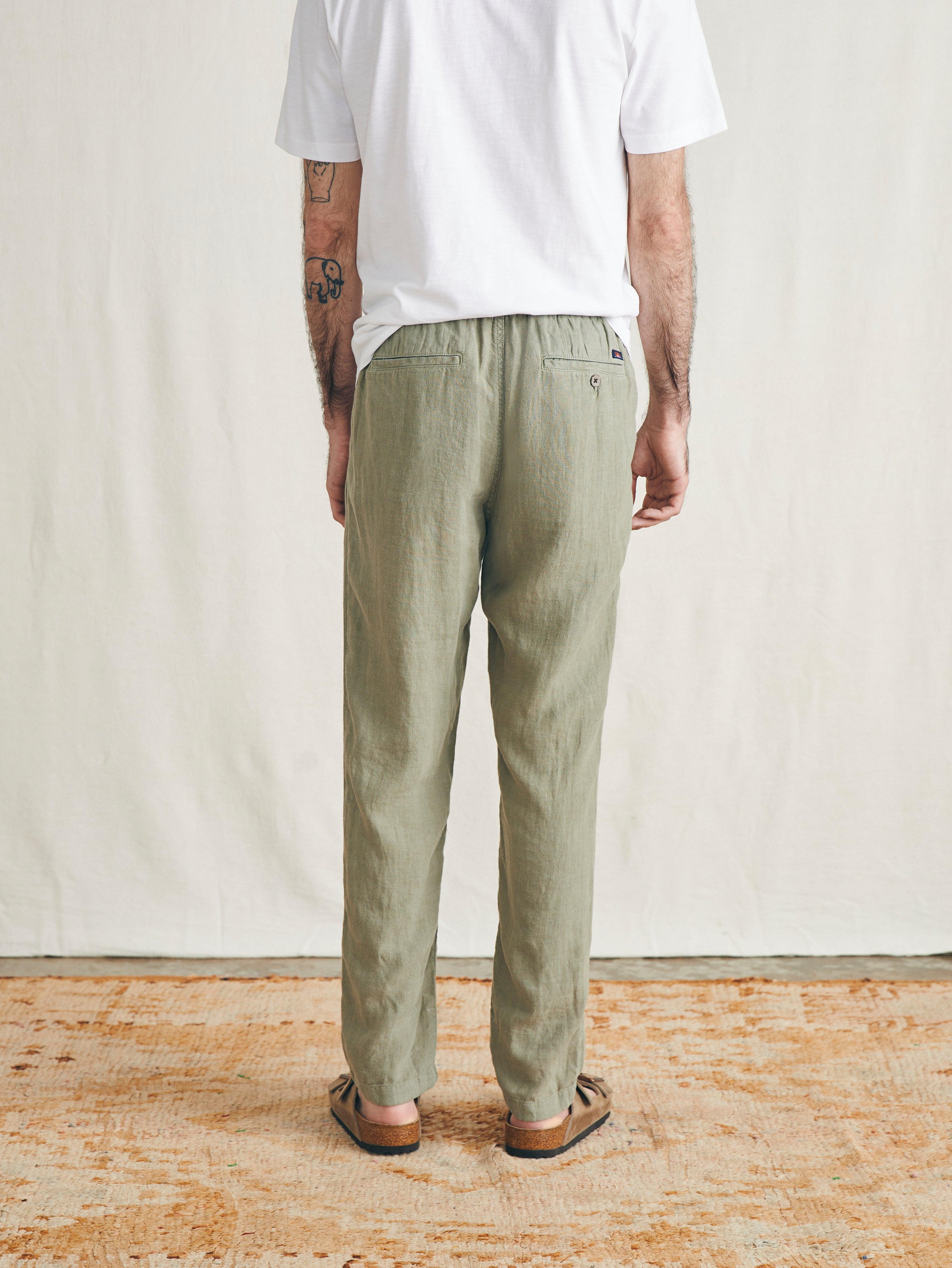 Linen Drawstring Pant - Canyon Olive Male Product Image