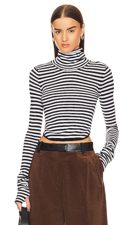 Helsa Alva Turtleneck in Black & White - Black,White. Size XL (also in L, M, S, XS). Product Image