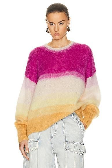 Isabel Marant Etoile Drussell Sweater in Fushia & Yellow - Fuchsia. Size 38 (also in 34, 36, 40, 42). Product Image