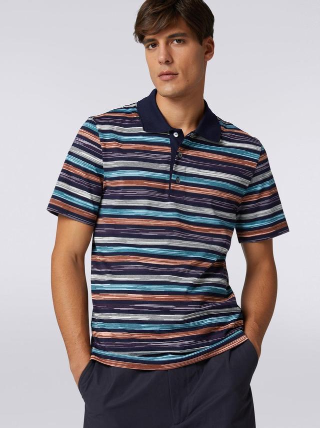 Slub cotton jersey polo shirt Multicoloured | Missoni Product Image