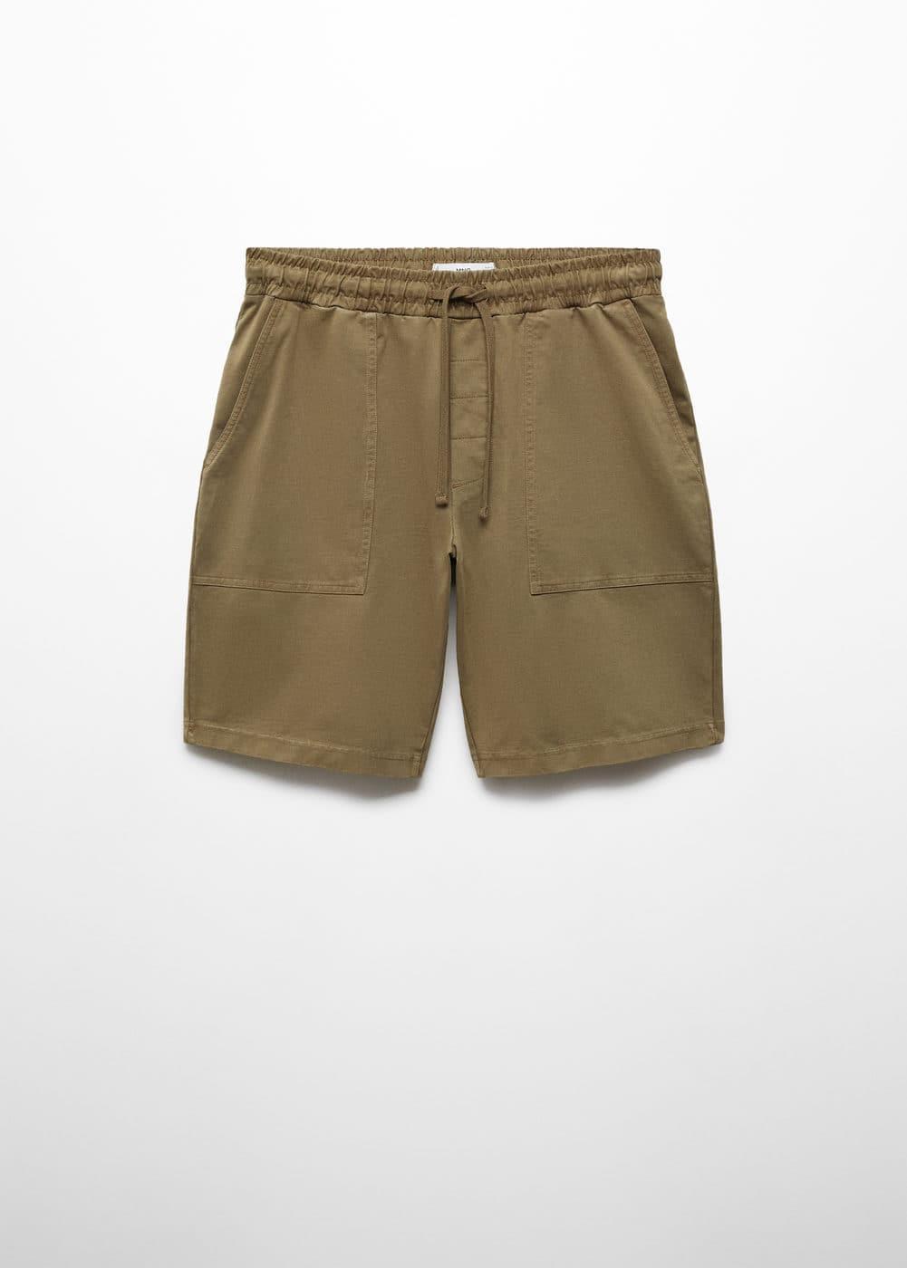 MANGO MAN - 100% cotton drawstring Bermuda shorts khakiMen Product Image