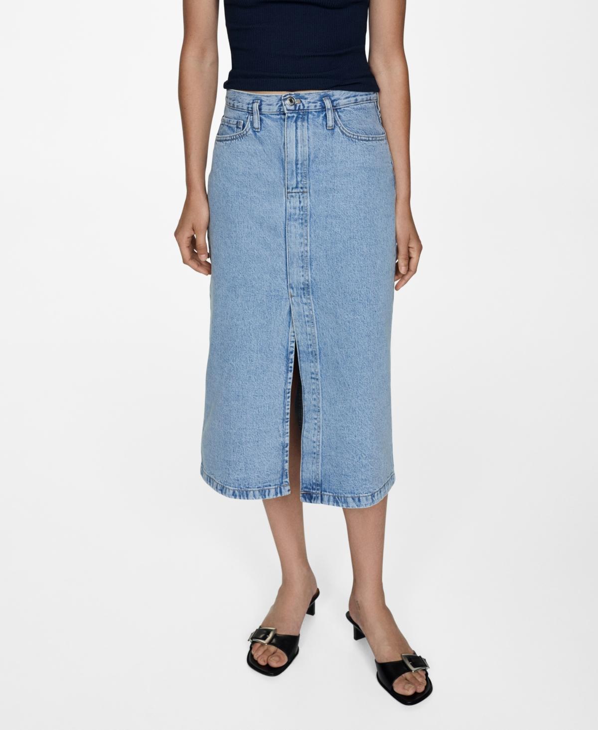 Mango Womens Slit Denim Skirt Product Image