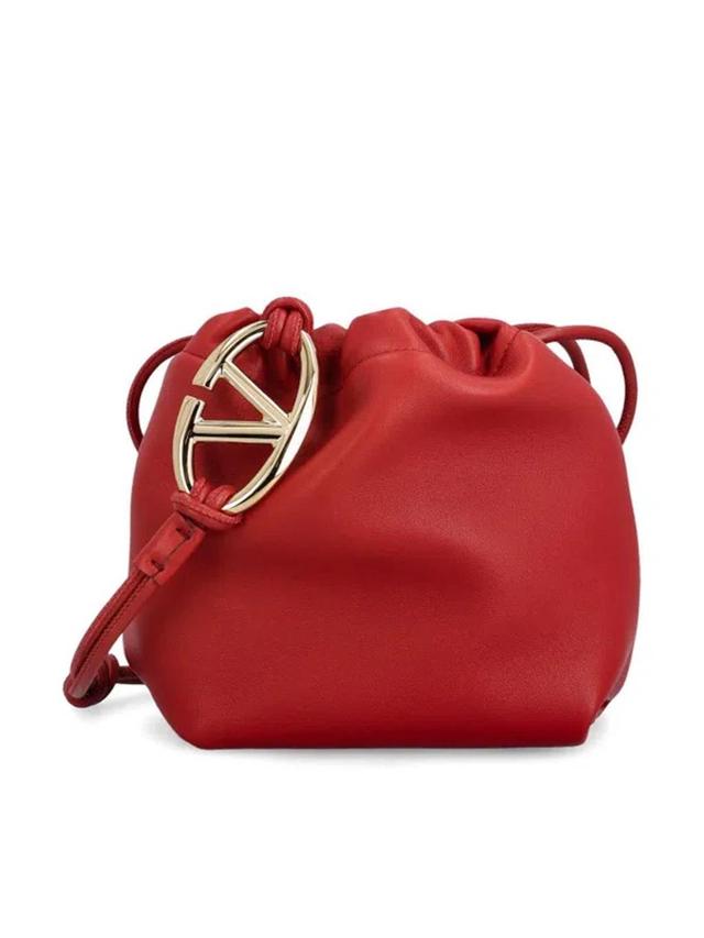 VALENTINO GARAVANI Valentino Vlogo Pouf Drawstring Mini Bucket Bag In Red Product Image