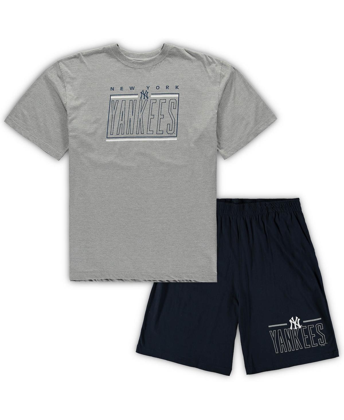 Mens Concepts Sport Heathered Gray/Navy New York Yankees Big & Tall T-Shirt & Shorts Sleep Set Product Image