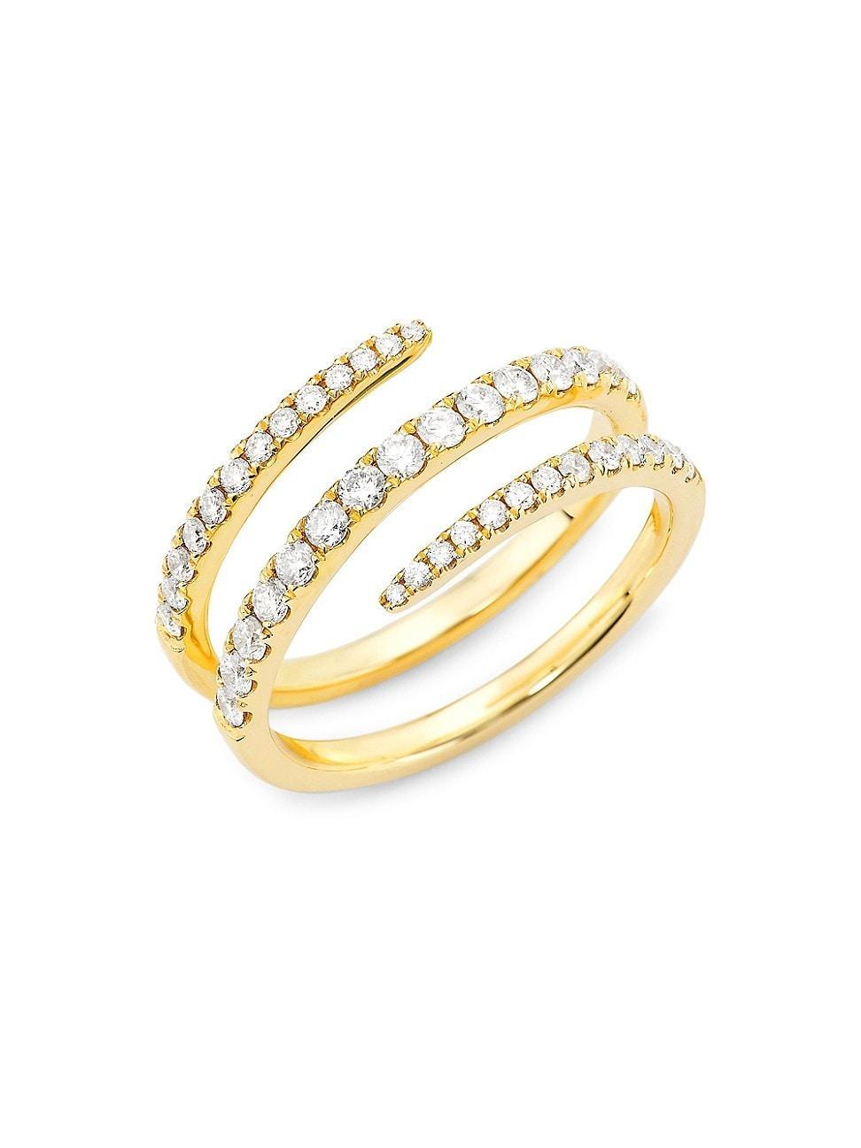 Womens 14K Yellow Gold & 0.65 TCW Diamond Wrap Ring Product Image