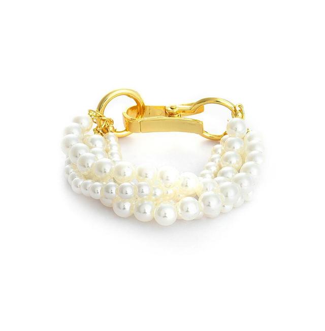 Sohi Womens White Pearl Strand Bracelet Product Image