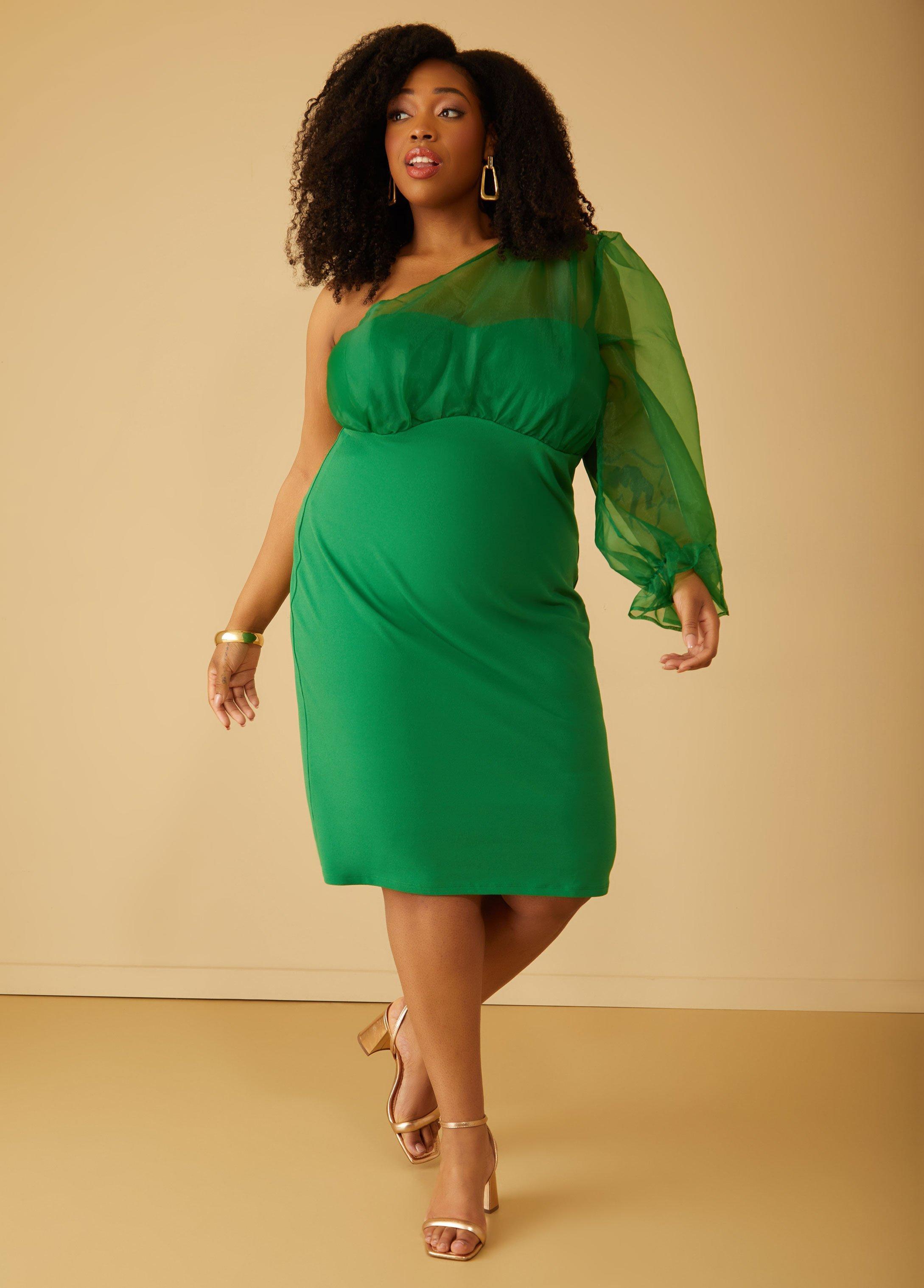 Plus Size One Shoulder Layered Bodycon Dress Ashley Stewart Product Image