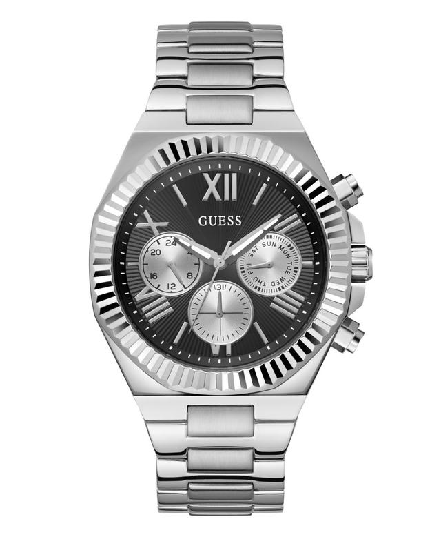 Guess Mens Analog Silver-Tone Steel Watch 44mm - Silver-Tone Product Image