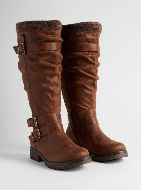 Wide Buckle Sweater Knee Boot (WW) product image