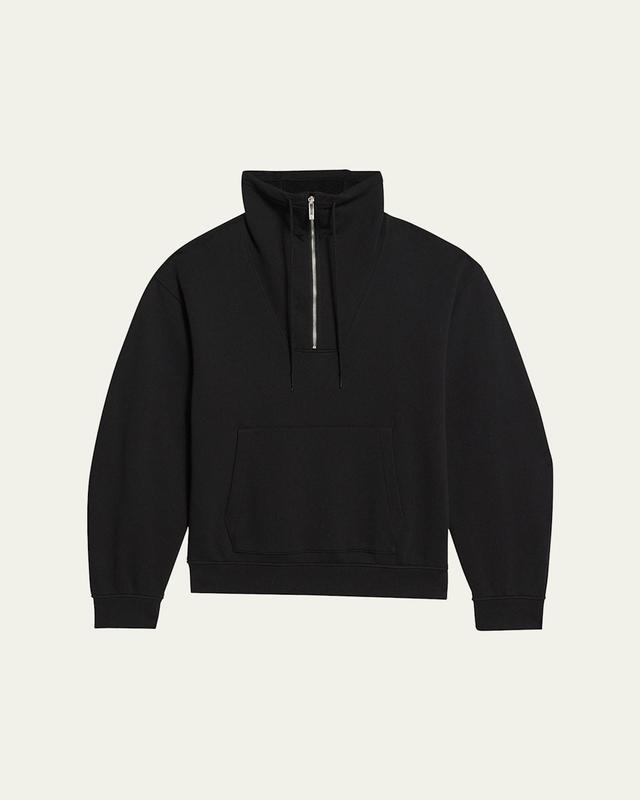 Mens Funnel-Neck Zip-Front Cotton Sweatshirt Product Image