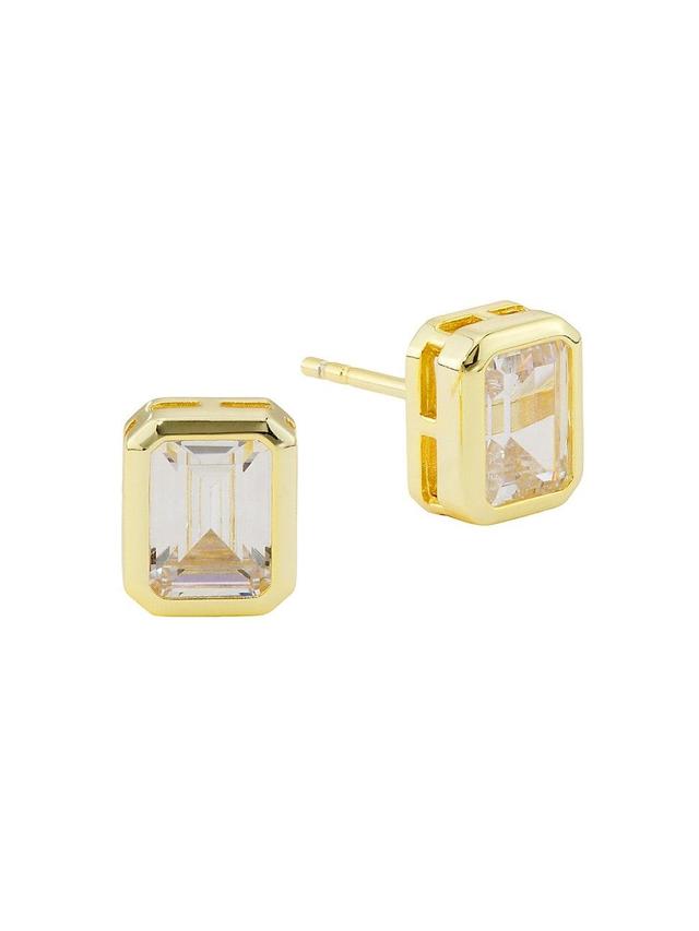 Womens 14K-Gold-Plated & Cubic Zirconia Stud Earrings Product Image