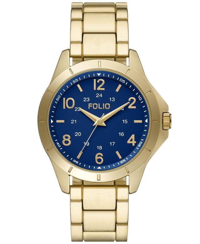 Folio Mens Three Hand Gold-Tone Alloy Watch 42mm - Gold-Tone Product Image