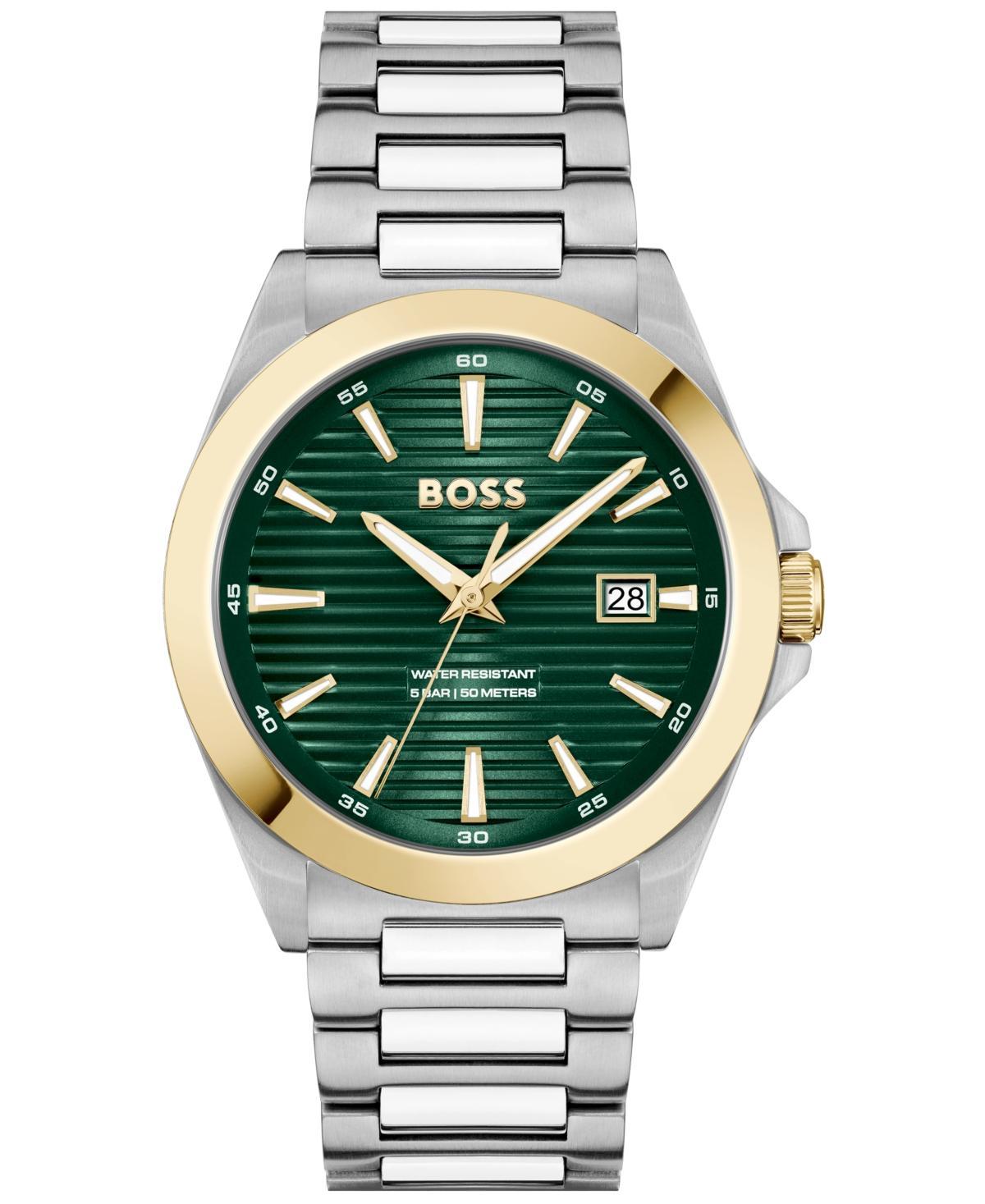 Hugo Boss Mens Strike Quartz Analog Green Dial Stainless Steel Bracelet Watch Product Image