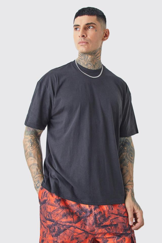 Mens Black Tall Oversized Fit T-shirt, Black Product Image