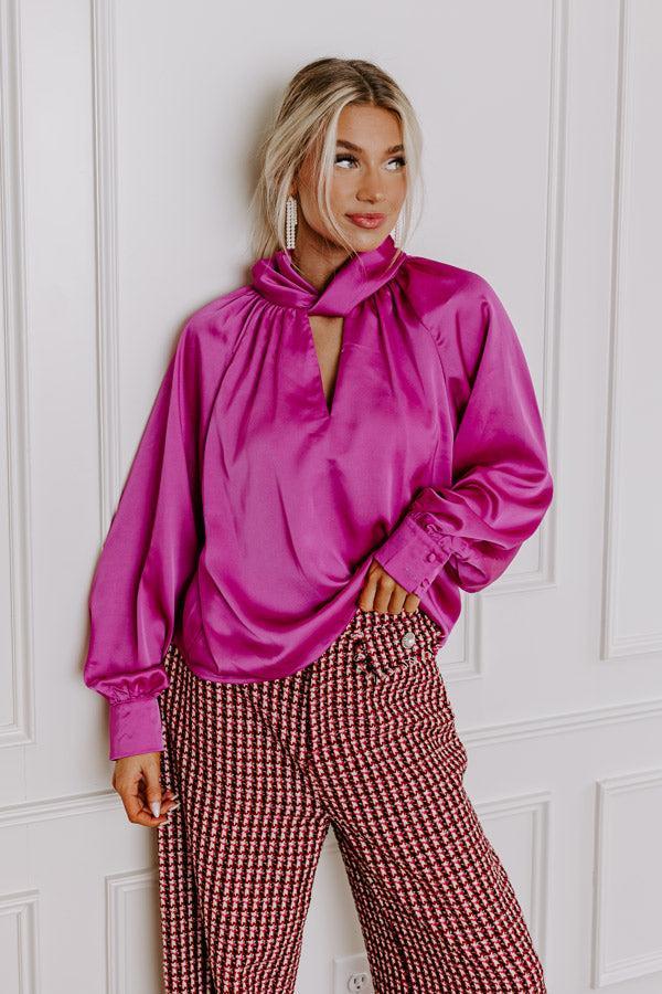 VIP Flight Plans Satin Top in Fuchsia Product Image