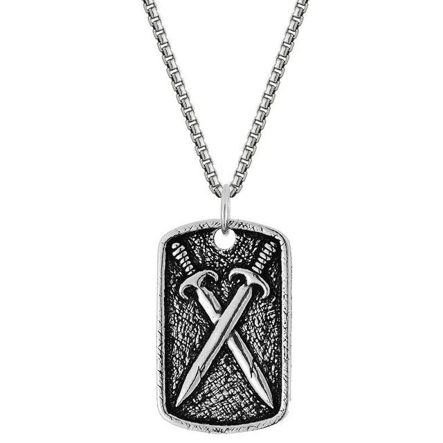 Menster Mens Sterling Silver Oxidized Medieval Swords Pendant Necklace Product Image