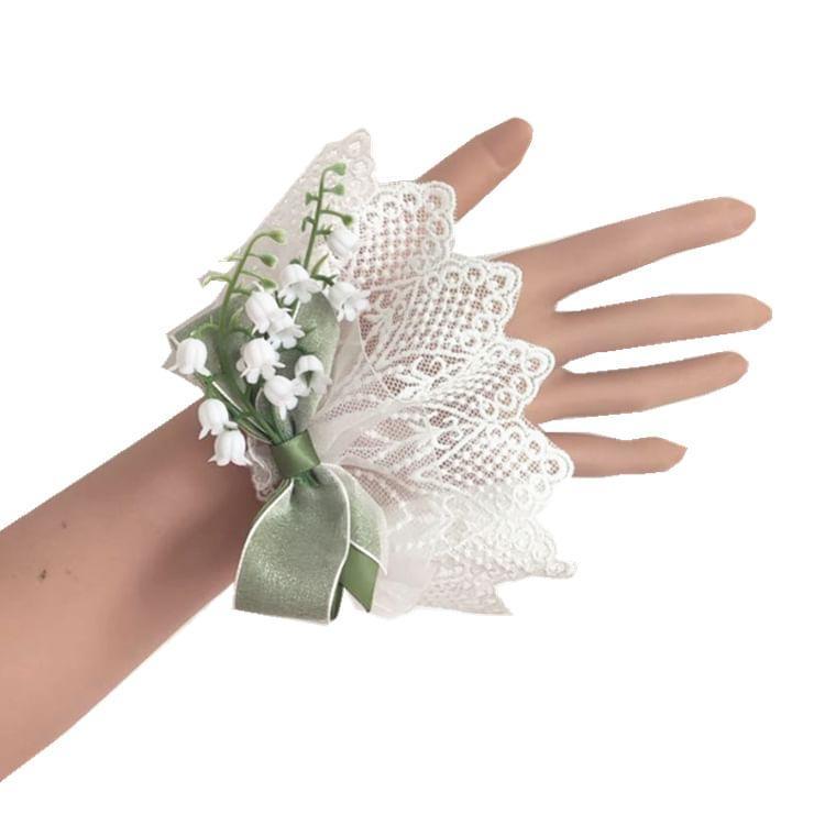 Floral Ribbon Lace Wrist Cuffs Product Image