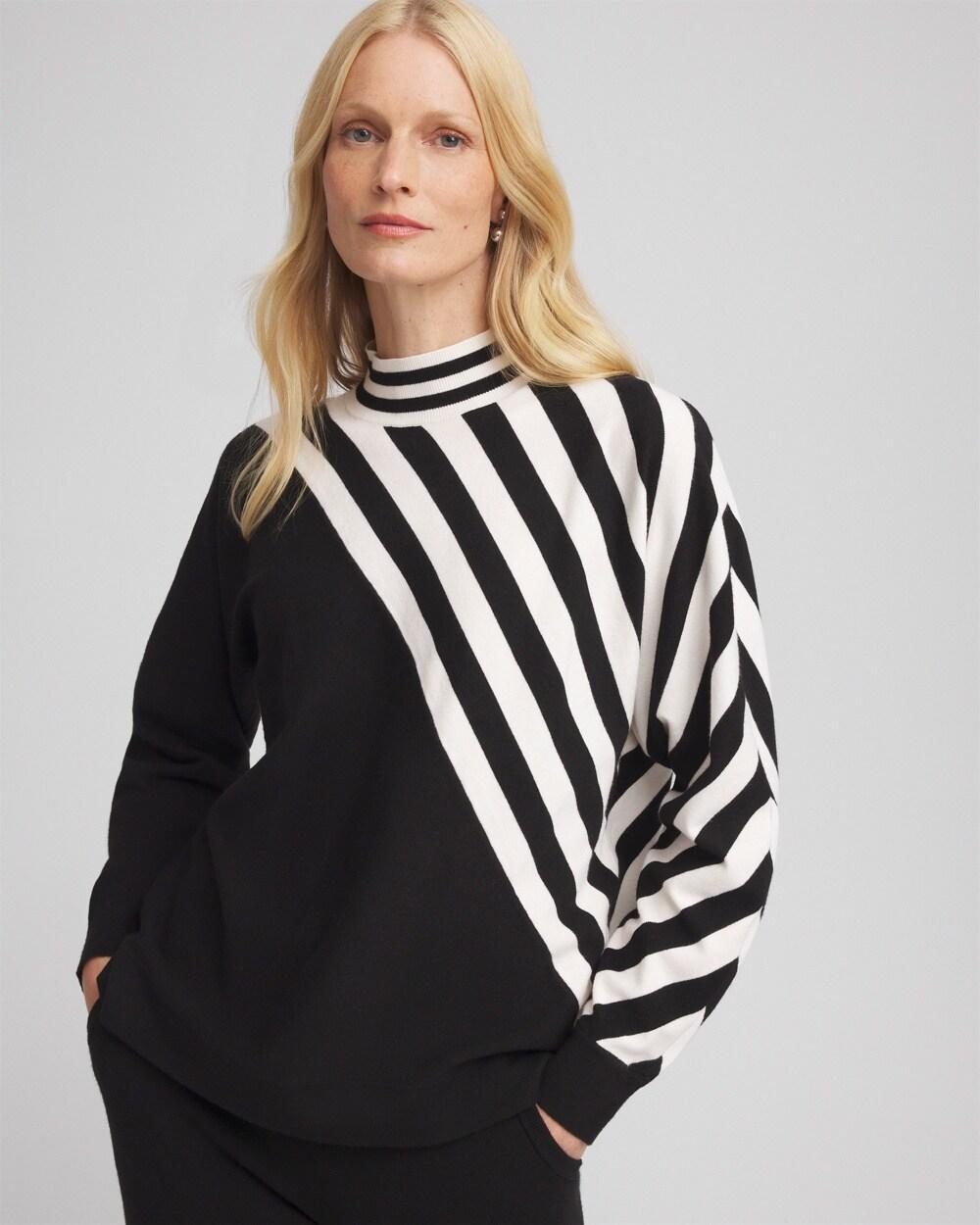 Women's Luxe Cashmere Blend Striped Sweater Top Product Image