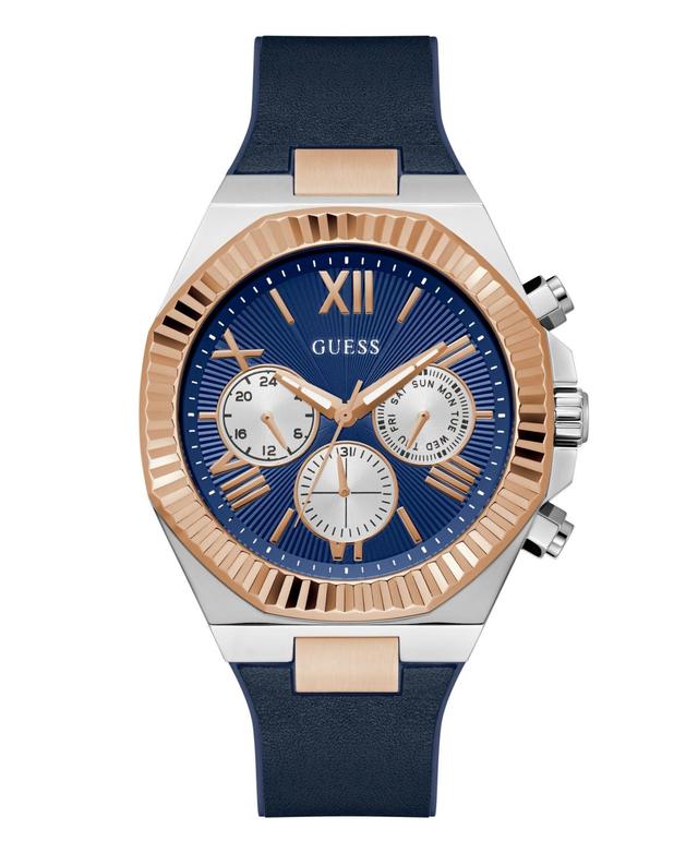 Guess Mens Multi-Function Blue Genuine leather or Silicone Watch 44mm - Blue Product Image