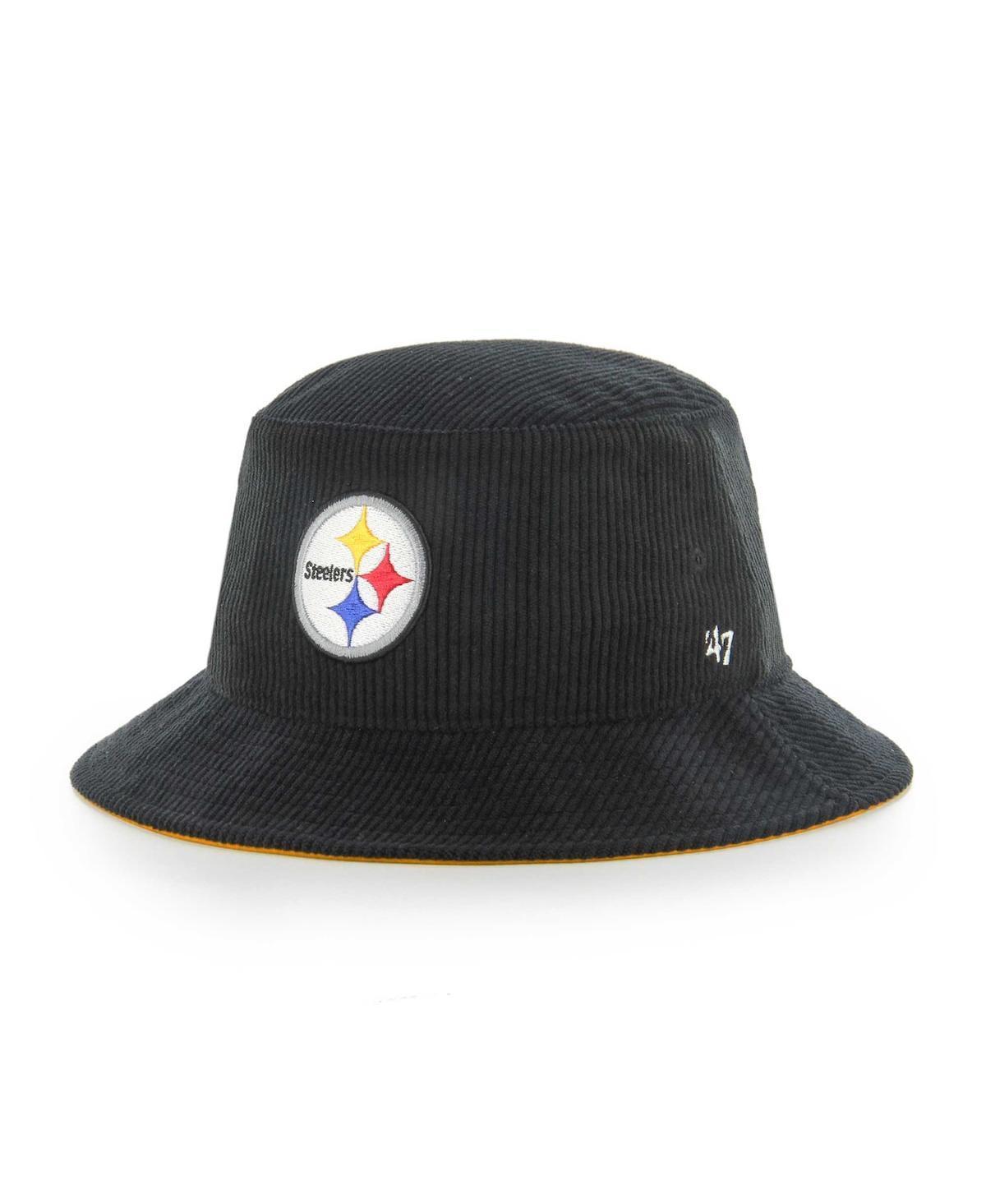 Mens 47 Brand Black Pittsburgh Steelers Thick Cord Bucket Hat Product Image