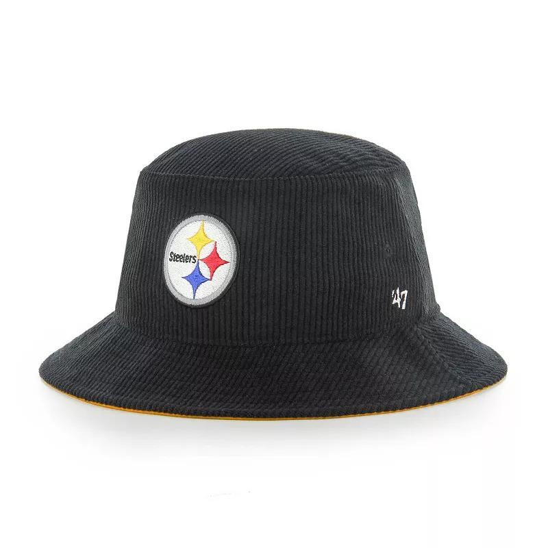 Mens 47 Brand Black Pittsburgh Steelers Thick Cord Bucket Hat Product Image