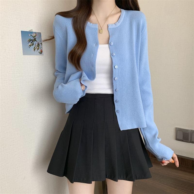 Plain Button-Up Cardigan Product Image