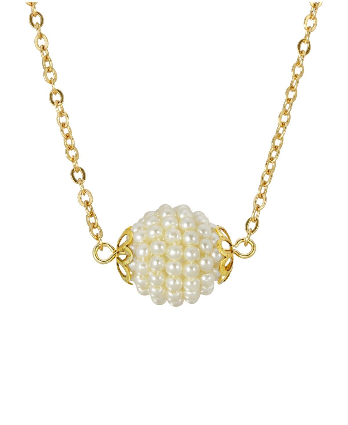 1928 Gold Tone Simulated Pearl Seeded Ball Necklace, Womens, White Product Image